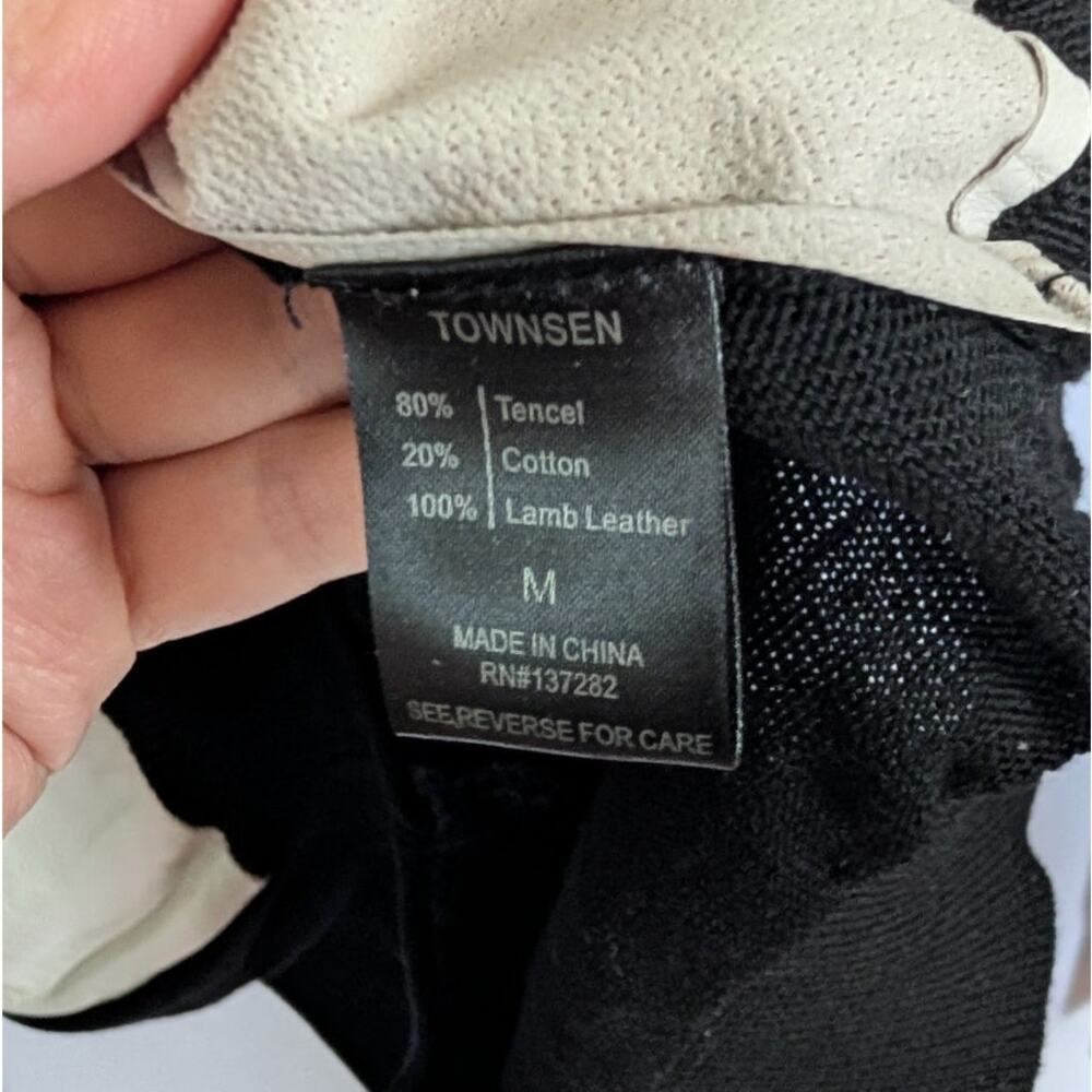 NWT Townsen Color-Block Balck and White Sweater 100% Lamb Leather Panel Sweater - Picture 5 of 6